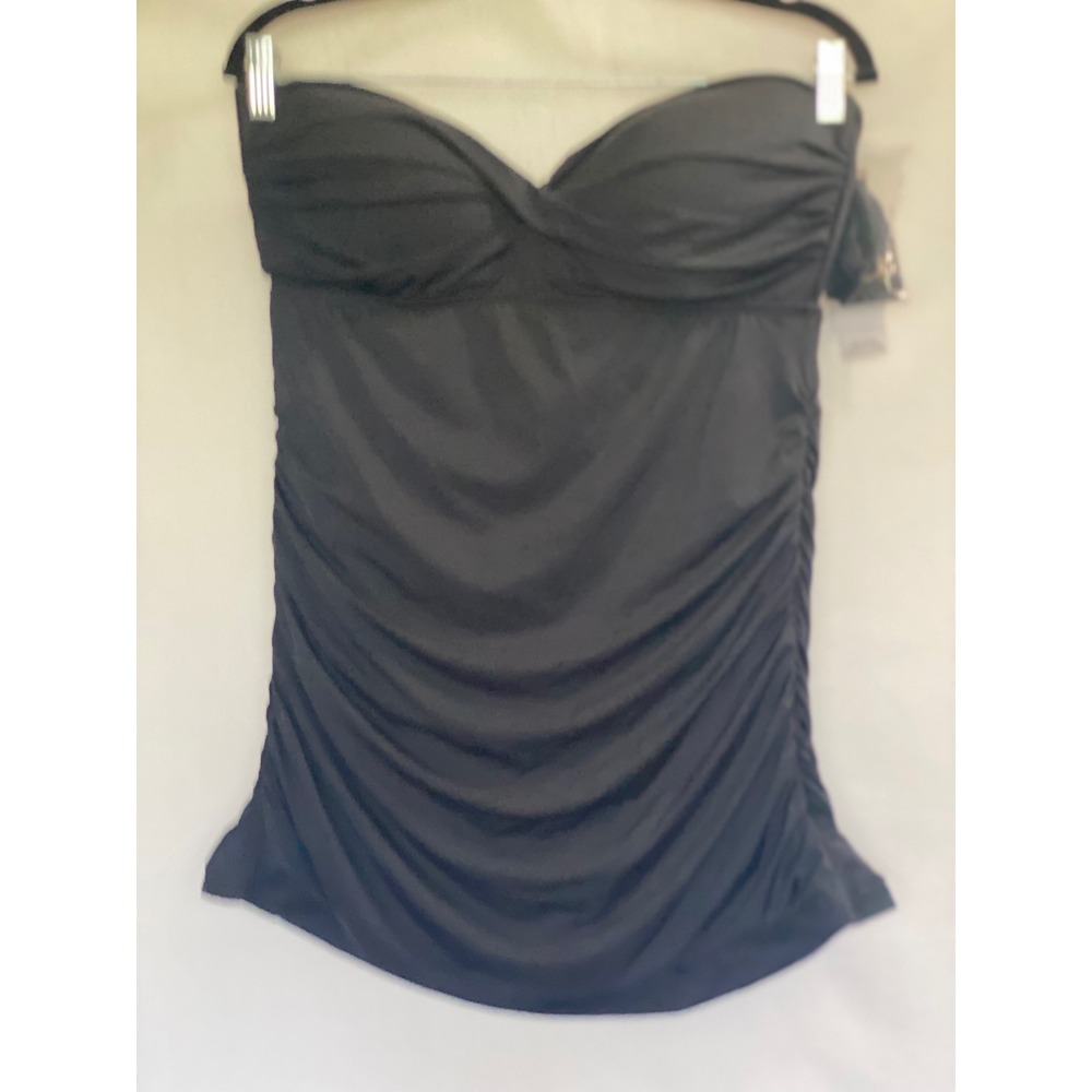 Jantzen Women's  Black Twist Front Ruched Tummy Control Swimdress Size 12 NWT